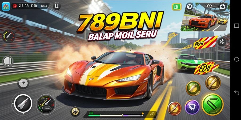 Tampilan gameplay 789BNI yang seru dan mendebarkan saat balapan.