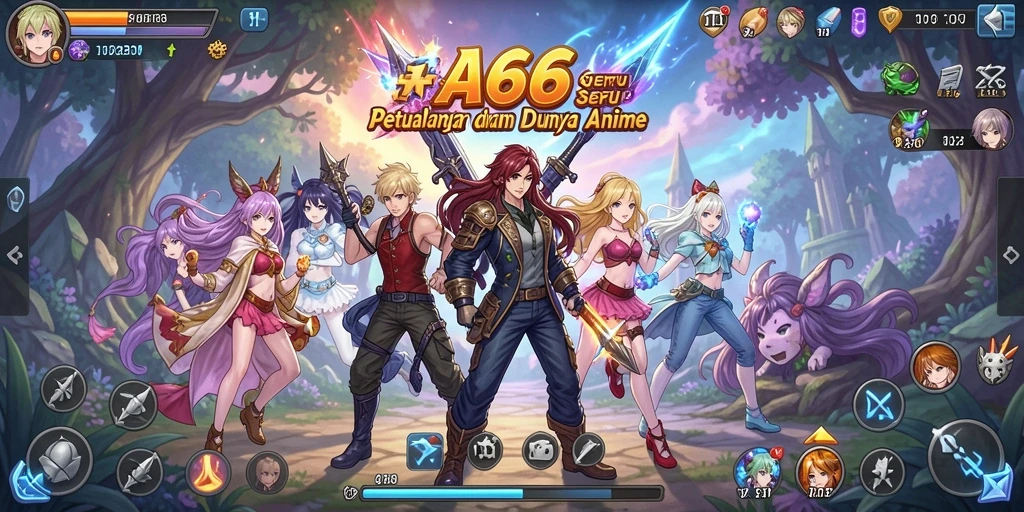Tampilan gameplay AA666 yang penuh aksi dan karakter Anime.