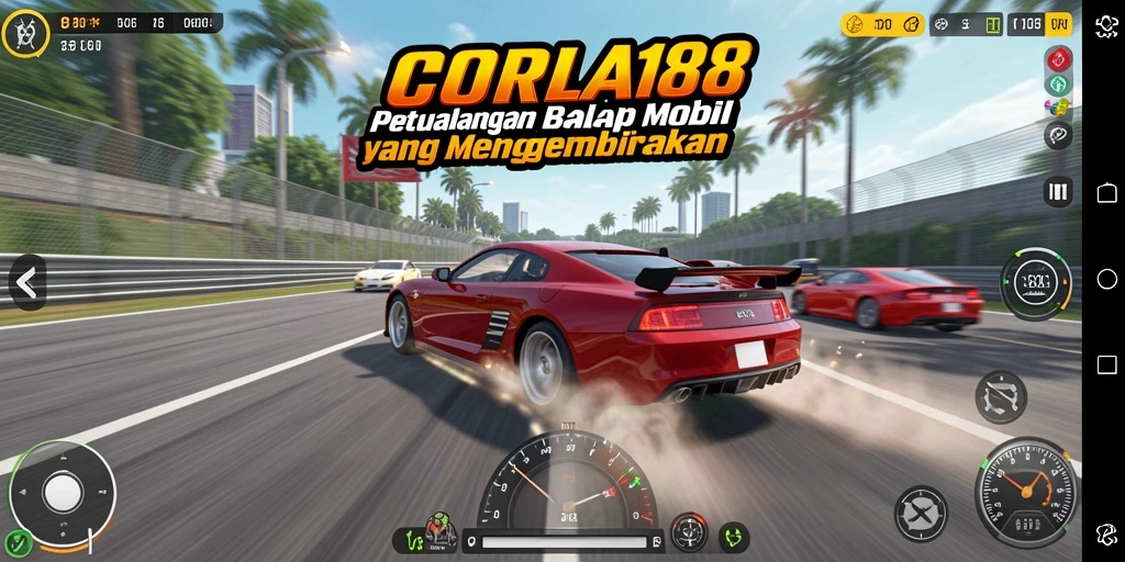 Screenshot gameplay CORLA188 yang menunjukkan aksi balapan yang mendebarkan.