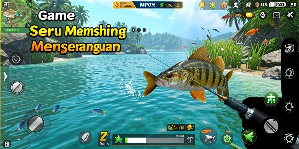 Tampilan gameplay MPO76 yang seru saat memancing ikan.